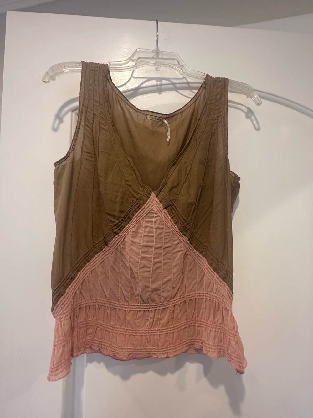Max Studio Brown and Pink V-Neck Layered Tank